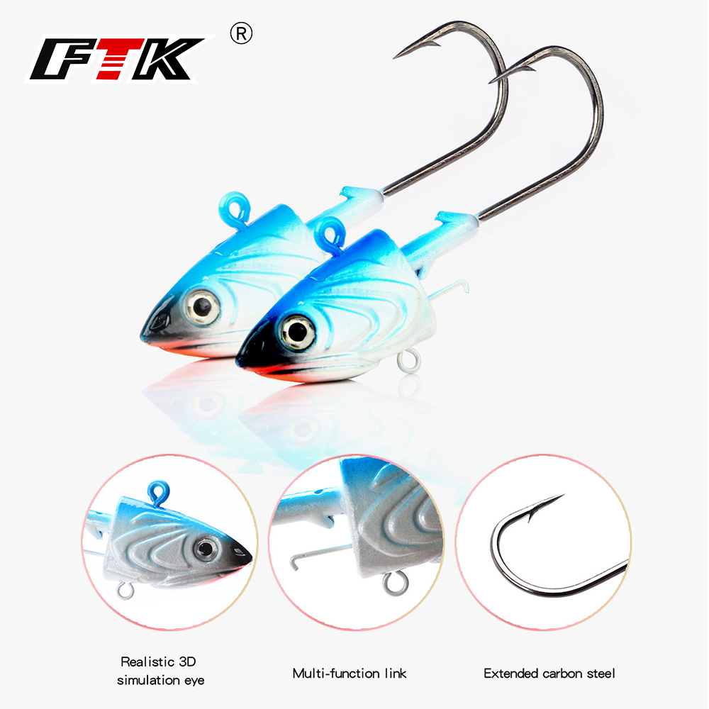 Fishing Lure Soft Plastic - Ftk 2 pçs gabarito cabeça gancho