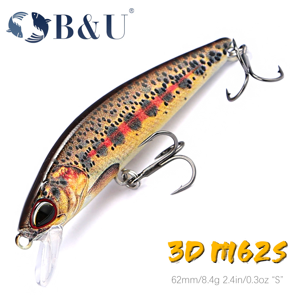 B&U 62mm 8.4g Afundando Minnow - Fishing Lure Jerkbait avaliação e preço