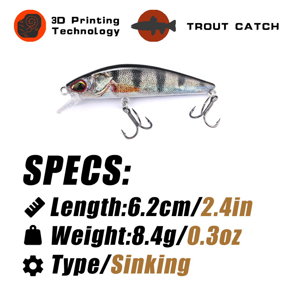 B&U 62mm 8.4g Afundando Minnow - Fishing Lure Jerkbait avaliação e preço